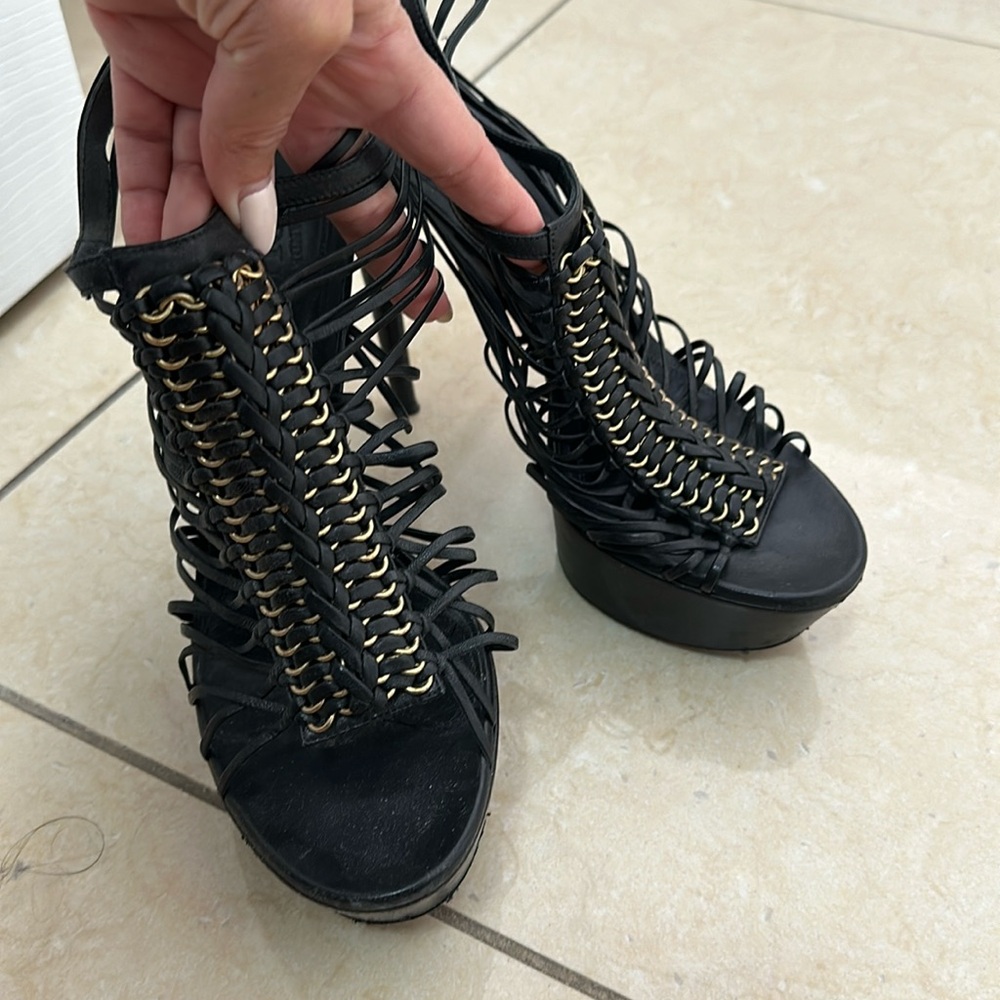 Alexander McQueen caged platform sandal size 38.5 black